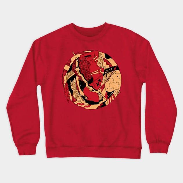 Red and Cream Sagittarius Beauty Crewneck Sweatshirt by kenallouis